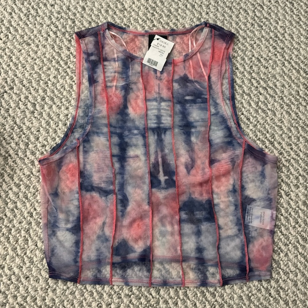 AKIRA size M mesh multicolor top